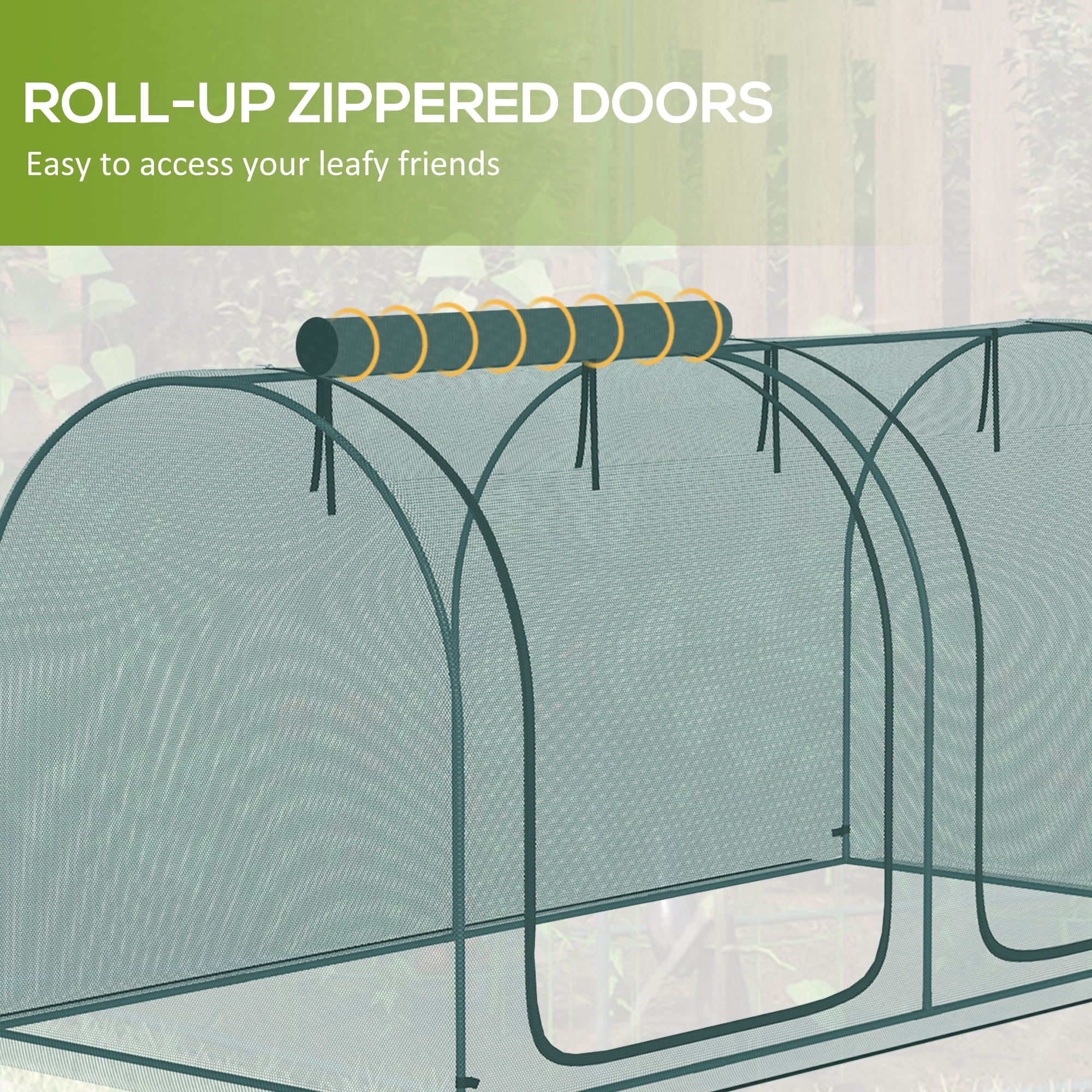 8' x 4' Crop Cage, Plant Protection Tent with Two Zippered Doors, Storage Bag and 4 Ground Stakes, for Garden, Yard, Lawn, Green
