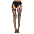 thumbnail image 2 of 2PCS Socks Diamond Suspender Four Hollowed Out Long Panties Women's Stockings Silk On Sides Tights, 2 of 8