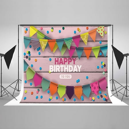 Image of MOHome 7x5ft Happy Birthday Baby Shower Backdrop Photo Booth Background