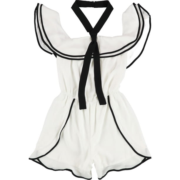 bar III Womens Bow Romper Mono, Blanco, X-Small
