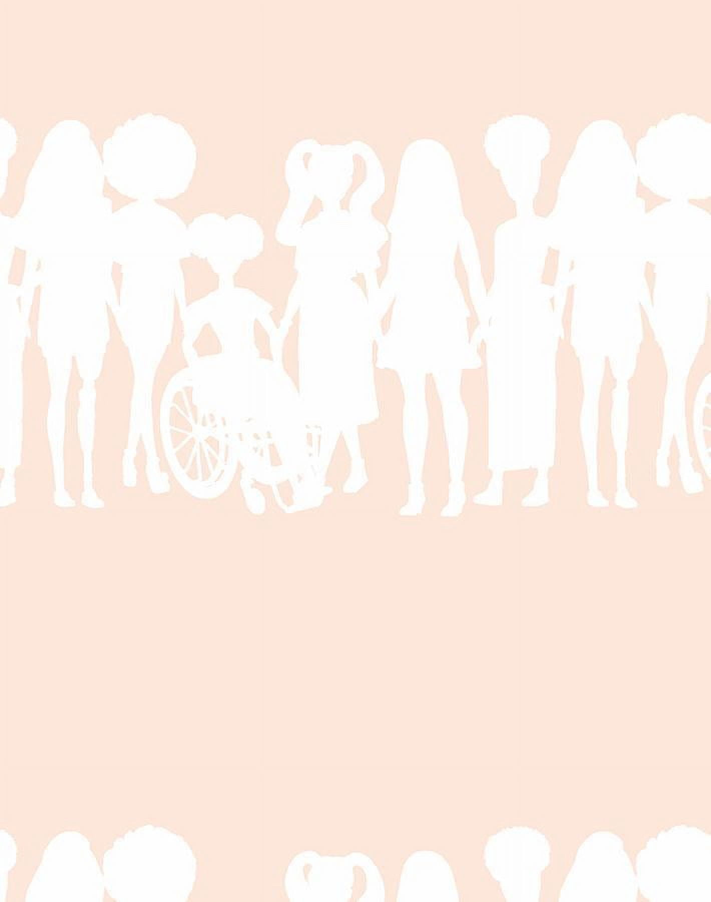 Fashionista Silhouettes Stripe Removable Vinyl Wallpaper by Barbie - Peach