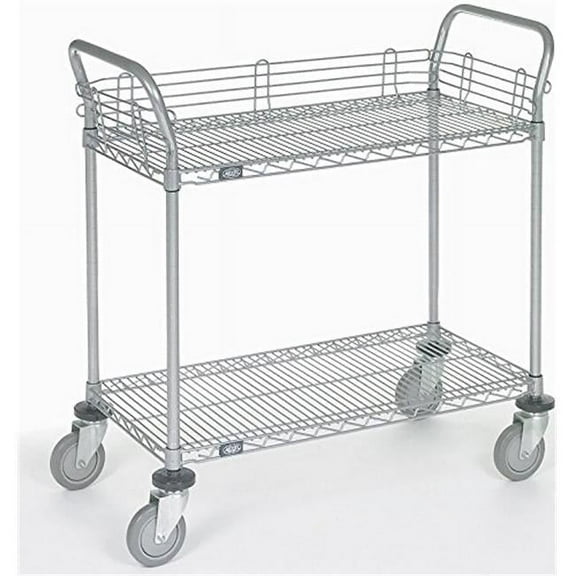 21 x 36 x 2 in. Shelf Utility Cart-Polyurethane Casters, Chrome