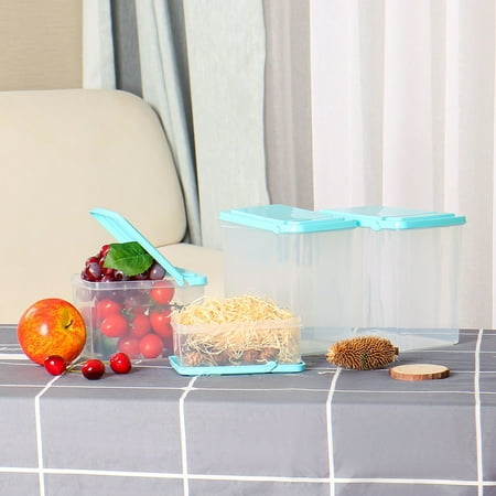 Kitchen Sugar Containers Plastic Food Storage Containers with Lids Kitchen Sugar Snacks Fresh Storage Airtight Box Blue ()