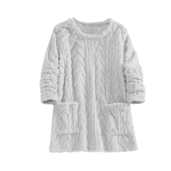 cocolona Womens Sweatshirts Fuzzy Warm Tops Fall Winter Casual Crew Neck Long Sleeve Shirts Fleece Sweaters with Pockets
