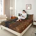 thumbnail image 5 of Feelyou Modern Brown Bow-tie Twin Sheet Sets, Fashion Cheetah Zebra Print Twin Fitted Sheet, Chic Bling Stars Flat Sheet, Luxury Bedroom Decor, 3-Piece, 5 of 8