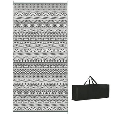 Canddidliike Carpet RV Camping Rugs with Carry Bag, 9' x 18' Reversible Outdoor Rug, Gray & White
