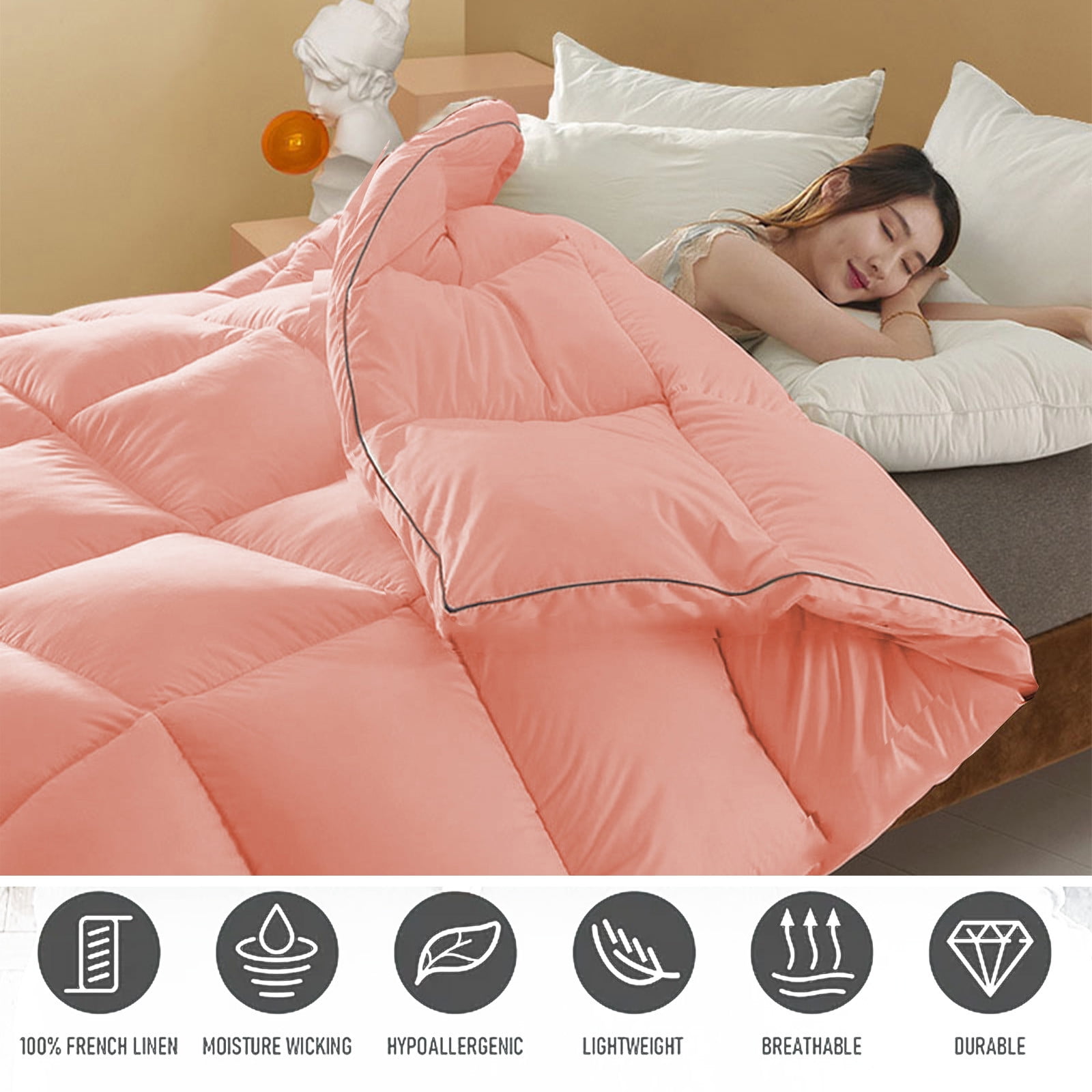 Kezqiaxn Twin xl Comforter Down Comforter Full Size 78.7x59In Quilting Supplies Lightweight Comforter Duvet Insert, Soft Medium Warmth All Season Comforters Hot Pink