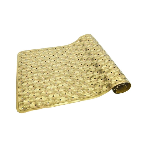 Bathtub Mat Non Slip with Suction Cups 15"x27", Anti-Slip Shower Mat for Adults, Machine Washable Bath Tub Mat with Multiple Drainage Holes for Hotels, Gold