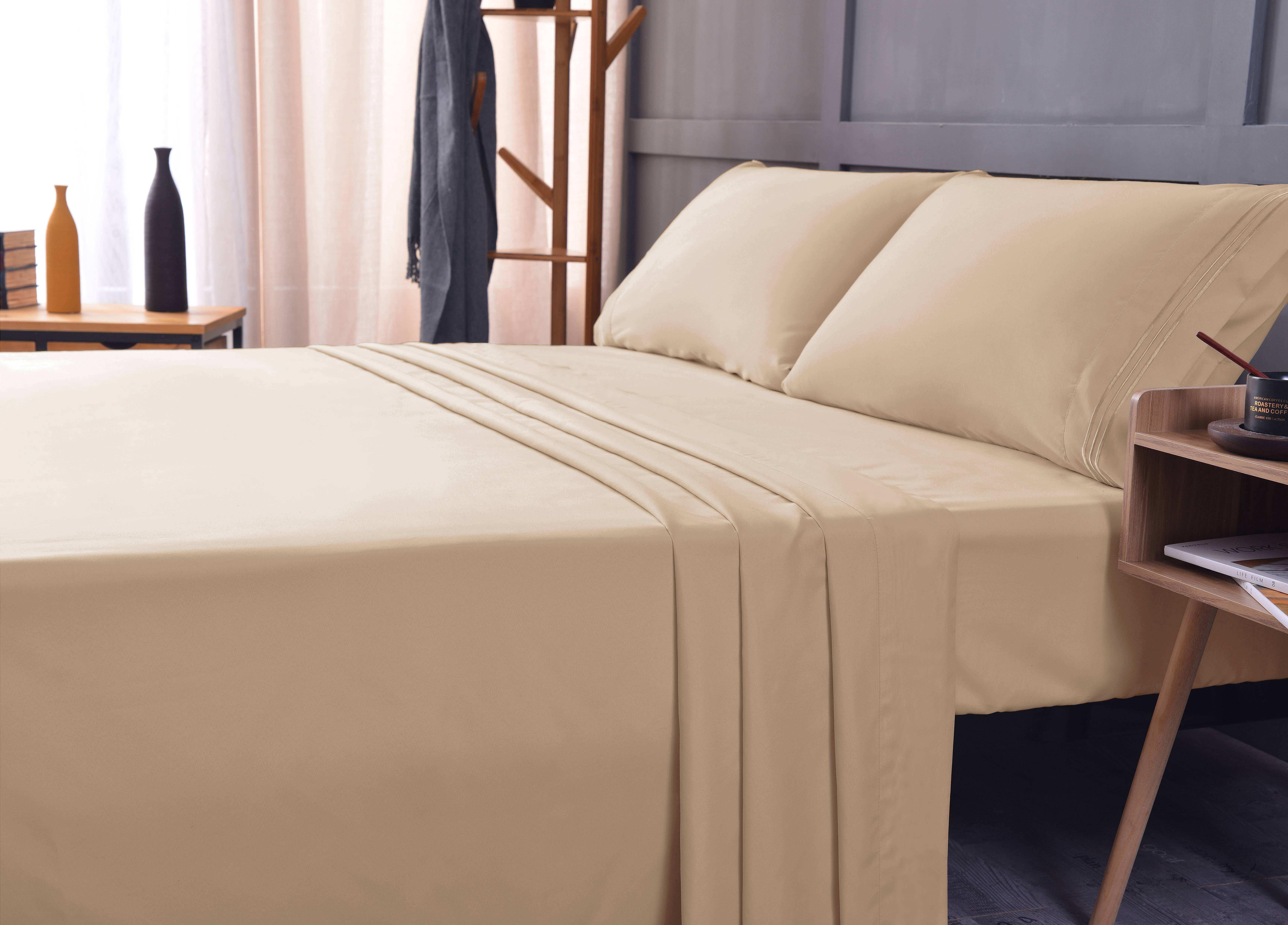 Mutlu Home Goods Rayon Made From Bamboo Sheets Set, King Beige Sheets -Deep Pockets-Available in Queen,King,Full,California King,Twin,Twin XL-Wrinkle Free-Ultrasoft-4 Pieces, King Size, Beige