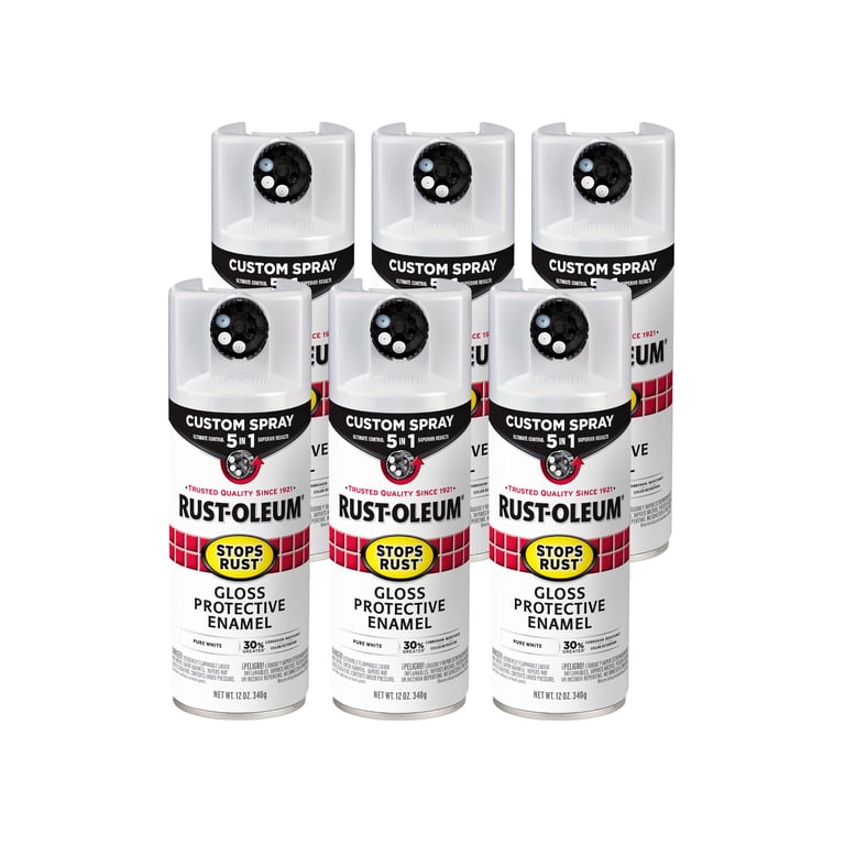 Rust-Oleum Stops Rust Custom Spray 5 in 1, Pure White, 12 oz, 6-Pack photo 1