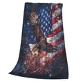 thumbnail image 3 of Majestic Bald Eagle Flannel Throw Blanket，Textured American Flag Blanket, Veterans Day Gift Flannel Blankets 50x40, 3 of 6