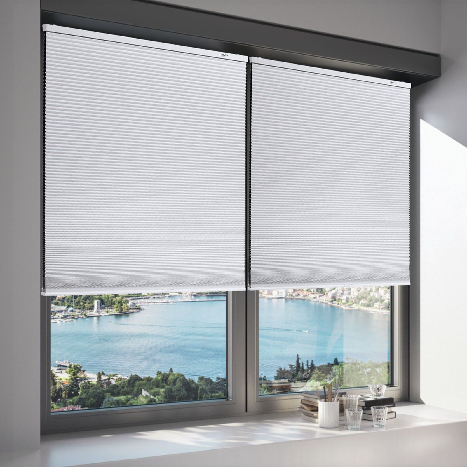 Window Blinds Cellular Shades 1 Inch Cordless, Total Blackout Light Filtering Privacy Honeycomb Shades for Living Room Bedroom