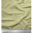 thumbnail image 1 of Soimoi Beige Modal Satin Fabric Dot & Leaves Stripe Printed Fabric 1 Yard 42 Inch Wide, 1 of 3