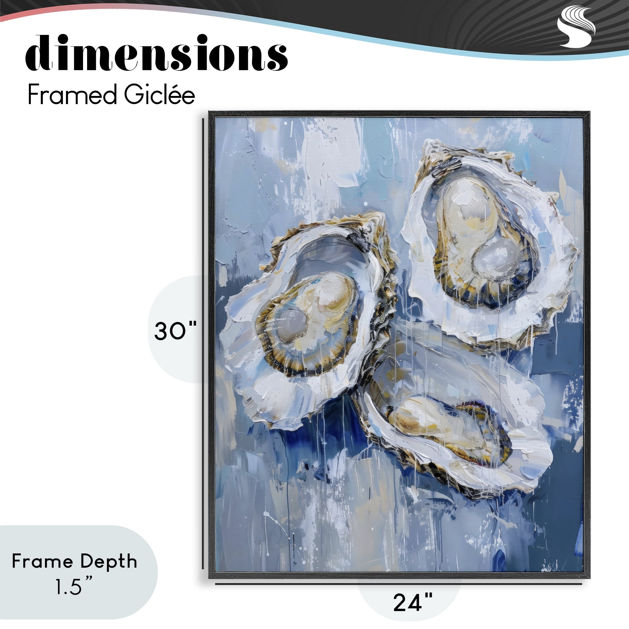 Stupell Industries Vibrant Blue Oysters Black Framed Giclee Art, design by Creative Studio