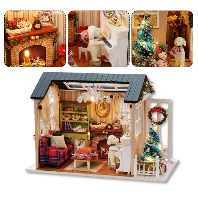 Practical DIY House Toys Led House Toys, Mini Wooden House Toy, Shop For Home Children Handmaking