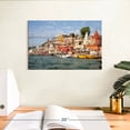 thumbnail image 3 of Elephant Stock Ghats Of Varanasi Wall Art - Horizontal Canvas Wall Art - Living Room Wall Decor - Architecture Canvas - Blue And Beige Decor - 12" x 8", 3 of 8