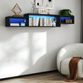 thumbnail image 5 of 65''L Floating TV Stand Wall Mounted, Modern Media TV Console Up for 75'' TV,  White Entertainment Center with 3 Large Shelves for Living Room, with Charging Station, 5 of 11