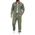 thumbnail image 2 of Elvqul Men's Long Sleeve Shirt and Pants Set with Button Detail & Drawstring Closure, Linen-Blend, 2 of 5