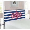 thumbnail image 2 of Ships Wheel Headboard, Illustration of Ship Steering Wheel on a Stripped Background Artwok, Upholstered Decorative Metal Bed Headboard with Memory Foam, Twin Size, Navy Blue Red, by Ambesonne, 2 of 4