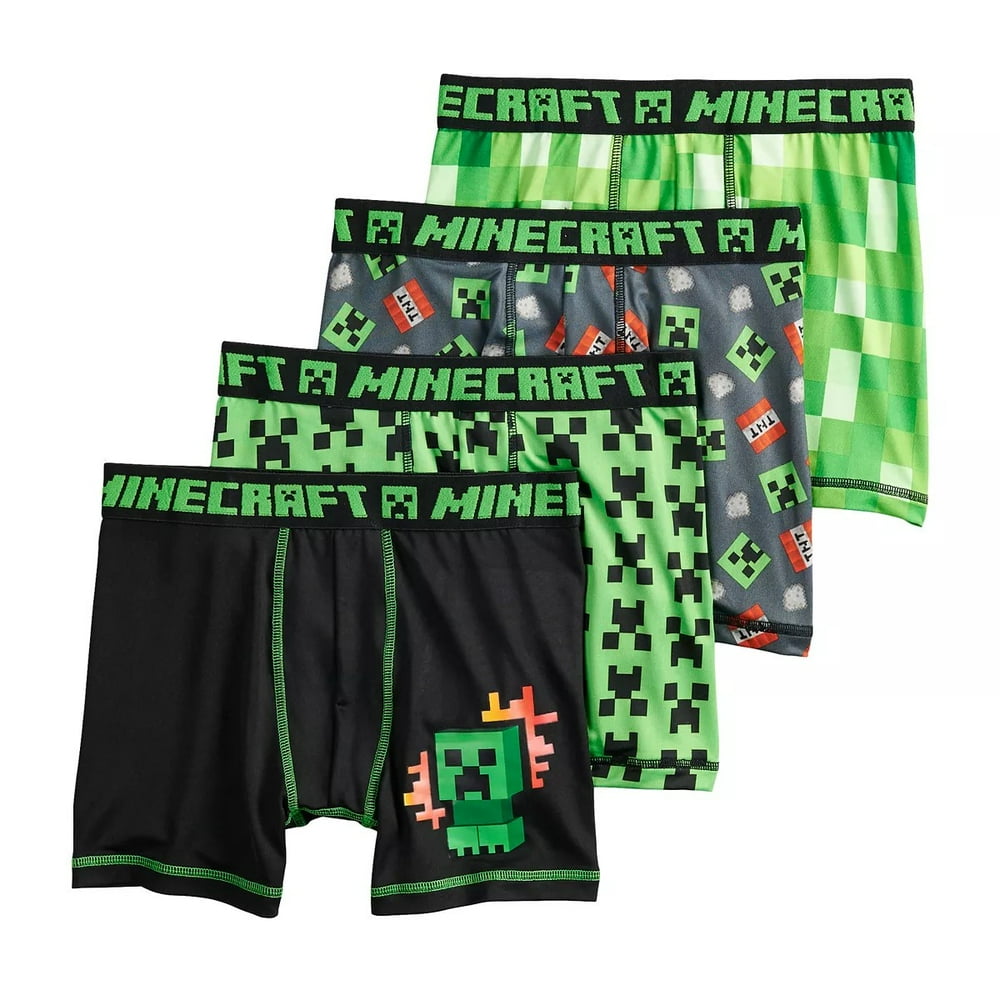 Minecraft Minecraft Boys Underwear 4Pack Boxer Briefs, Sizes 610