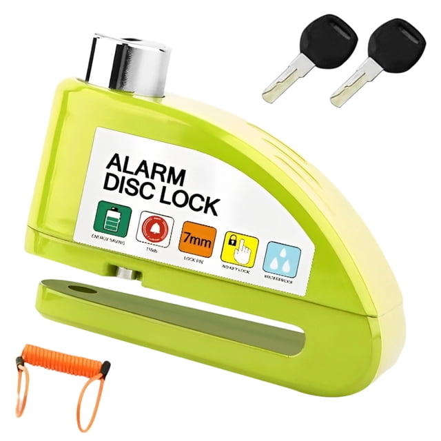 Candado de disco con alarma antirrobo para bicicletas, patinetes eléctricos, motocicletas, etc., color amarillo (cable de seguridad incluido).
