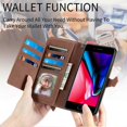 thumbnail image 4 of Case for iPhone 8 Plus/7 Plus Zipper Wallet Cover Lanyard Crossbody Neck Strap -Brown, 4 of 5