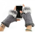 thumbnail image 2 of Guantes de piel sintética de conejo de Greyghost para mujer, sin dedos, cálidos, de gamuza y cuero, suaves y cálidos, para invierno, 11 colores, 2 of 5