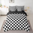 thumbnail image 2 of Homewish Geometric Plaid 7 Pieces Bedding Comforter Set For Teens Boys Girls,Black White Full Bedding Set Lightweight,Vintage Aesthetic Fitted Sheet Flat Sheet,Super Cozy Room Decor,Reversible, 2 of 8