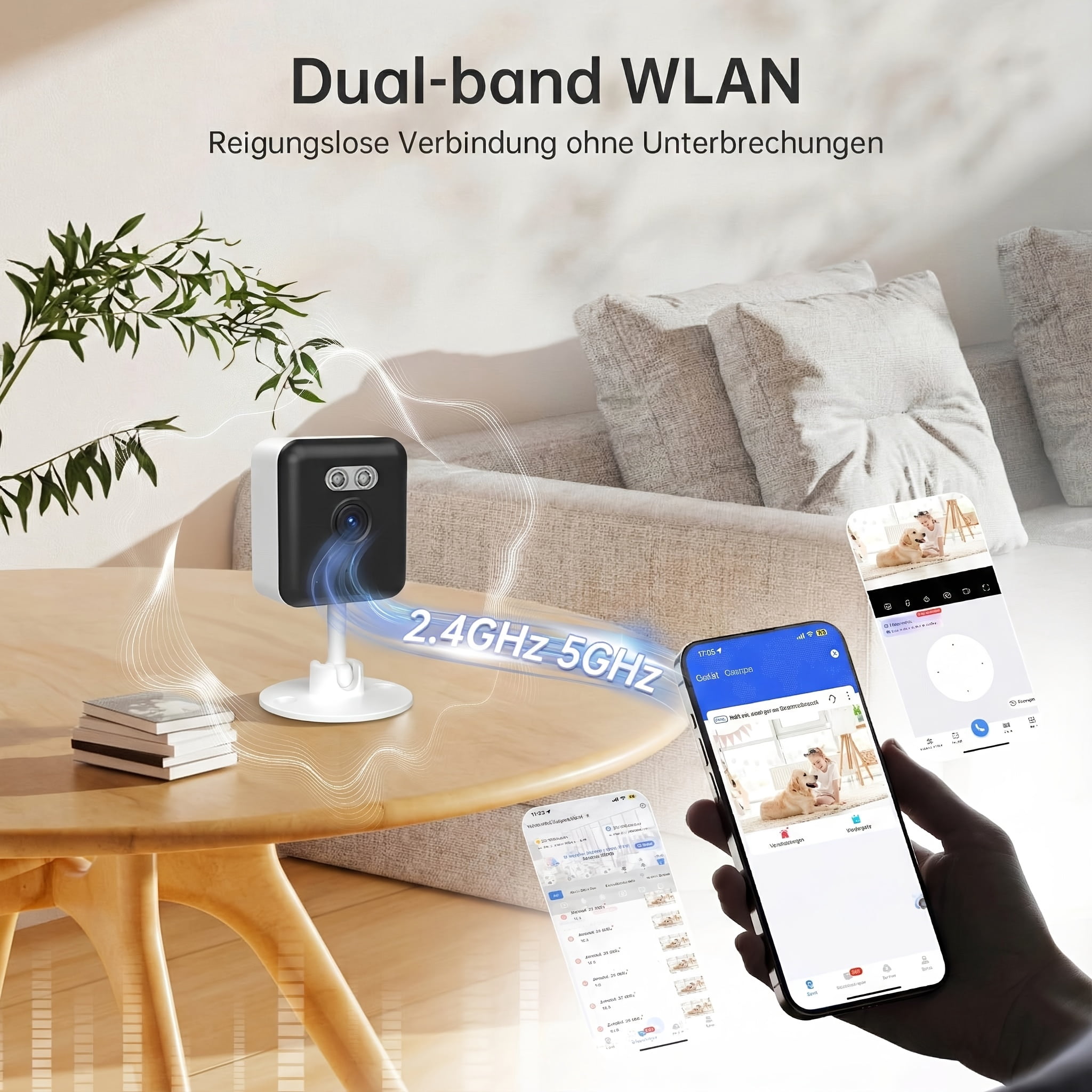 Smart Security Camera 2K HD, 5G/2.4GHz WiFi Indoor Camera with Two-Way Audio, AI Human Detection, Auto Tracking, Alarm for Baby, Pet & Elderly Monitor