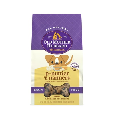 UPC: 0076344101864 | Old Mother Hubbard by Wellness Classic P Nuttier  N Nanners Grain Free Mini Biscuits Dog Treats  16 oz bag
