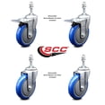 thumbnail image 2 of 5 Inch SS Blue Poly Swivel 10mm Threaded Stem Caster Set 2 Total Lock Brake, 2 of 2