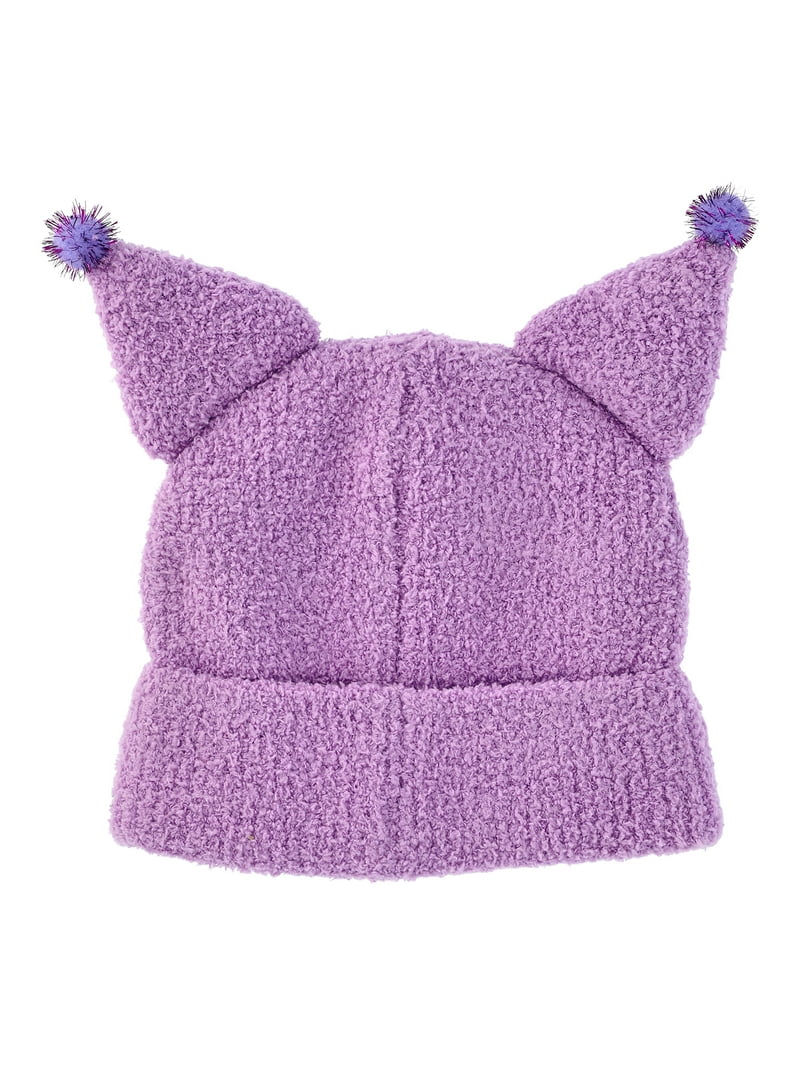 Kuromi Boucle Knit Cuffed Beanie Hat - Walmart.com