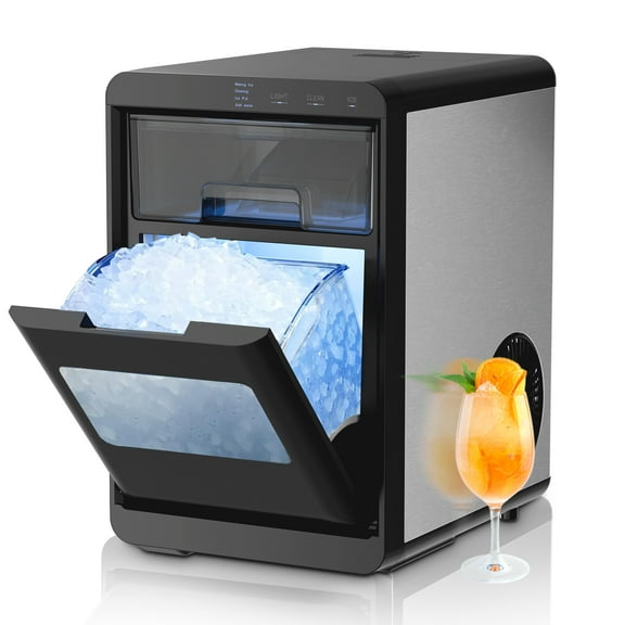 WAA Nugget Ice Makers Countertop,44Lbs/24H Crushed Ice Maker & Pebble Ice Machine,Pellet Ice Makers with Ice Scoop &Removable Basket,Sonic Countertop Ice Machine for Home/Kitchen/Office