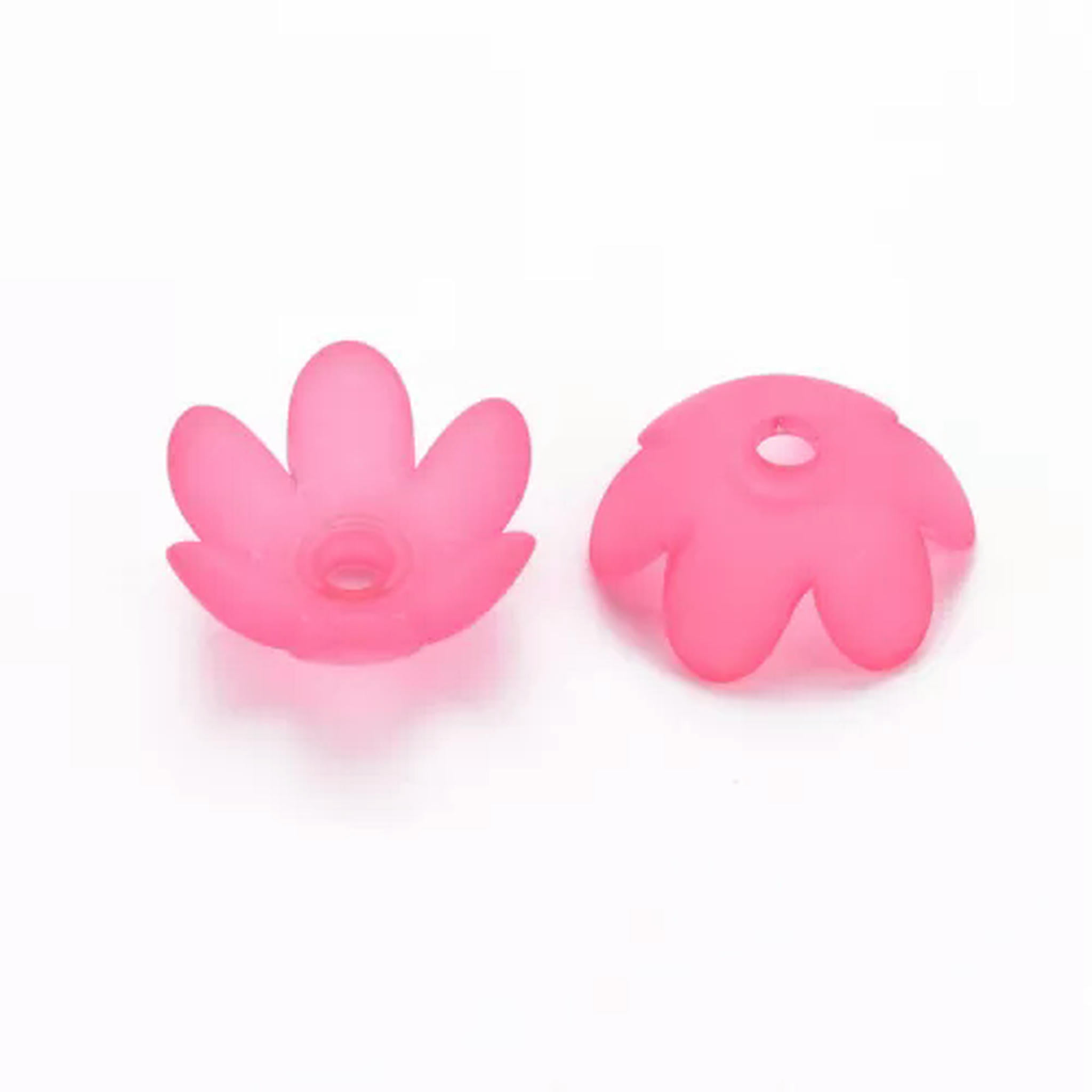 EOEMY 500 G Frosted 6-Petal Flower Acrylic Bead Caps Crafts For Jewelry Making 14X6mm-Random Mixed Color