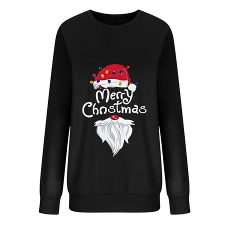 

BELLZELY Family Christmas Pajamas Clearance Women s Fall Trendy Christmas Print Men s and Women s Long Sleeve Round Neck Casual T-Shirt