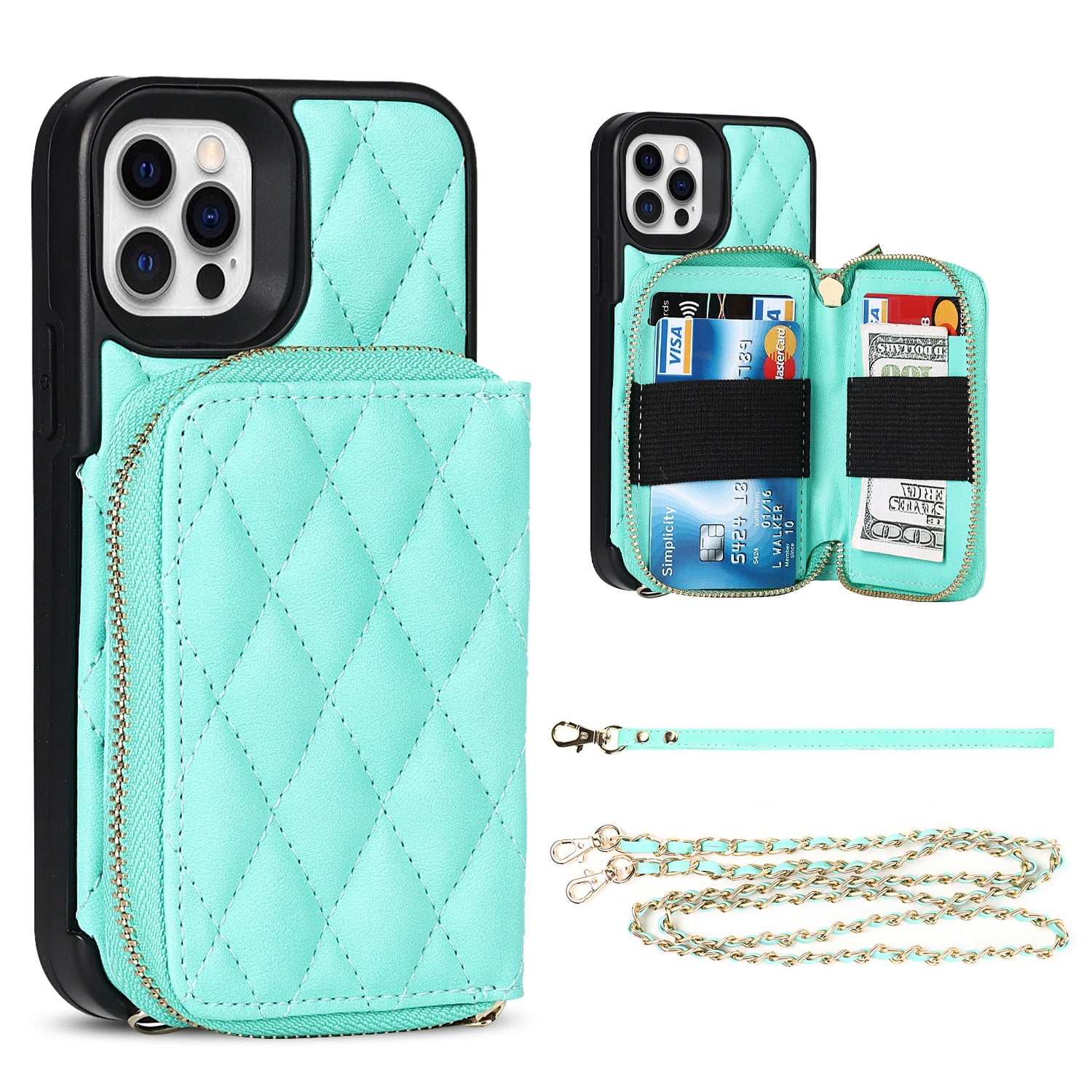 TECH CIRCLE Wallet Case for iPhone 11 Pro Max, Crossbody Strap Zipper Purse Case Card Slot with