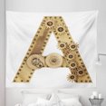 thumbnail image 1 of Letter a Tapestry, Steampunk Mechanicallphabet Letter Font Photo Compilation Cogwheel Clench, Fabric Wall Hanging Decor for Bedroom Living Room Dorm, 5 Sizes, Sand Brown, by Ambesonne, 1 of 1