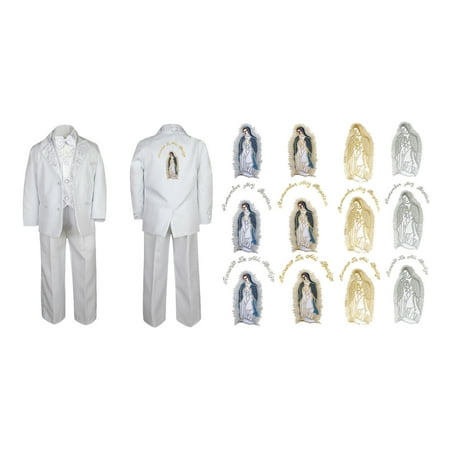 

Infant Boy Christening Baptism White siit Virgin Mary Maria Guadalupe Back Sm-7