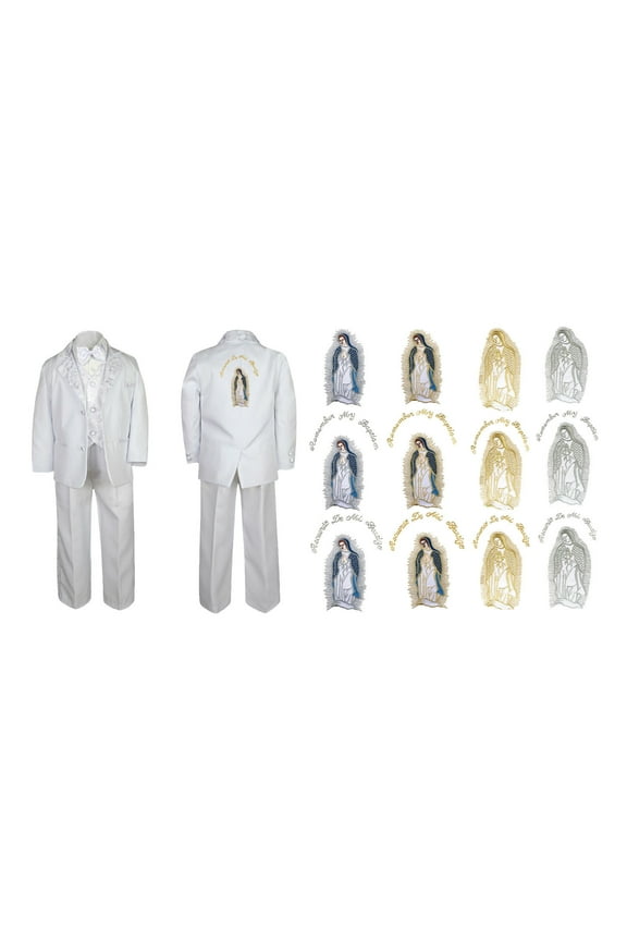 Infant Boy Christening Baptism White siit Virgin Mary Maria Guadalupe Back Sm-7