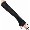 thumbnail image 3 of Dalrosia Women's Spider Web Lace Fingerless Glove Glitter Black Fingerless Gloves for Halloween Cosplay Costume Accessories, 3 of 4