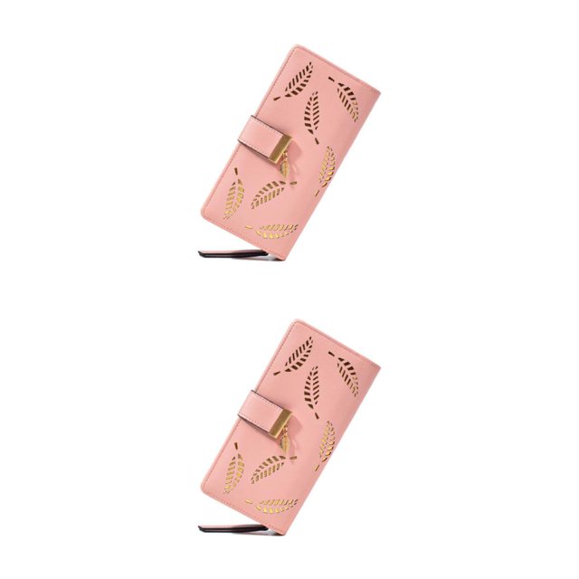 Qarigey Cartera larga clásica y duradera para mujer hecha de cuero PU para mujer cartera para mujer cartera monedero rosa rosa 2Conjunto