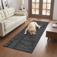 thumbnail image 2 of Hallway Runner Rug 2'x6', Black Boho Kitchen Runner Rugs Non-Slip Carpet Mats, Abstract Geometric Curves Lines Mminimalist Bedside Rugs Runners Washable Floor Carpet for Bathroom Laundry Room, 2 of 8