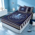 thumbnail image 3 of Erosebridal Sea Octopus Zipper Full Size Comforter Sets with Fitted Sheet and 2 Pillowcases, Marine Stripe Zipper Bedding Set, Reversible, 3 of 7