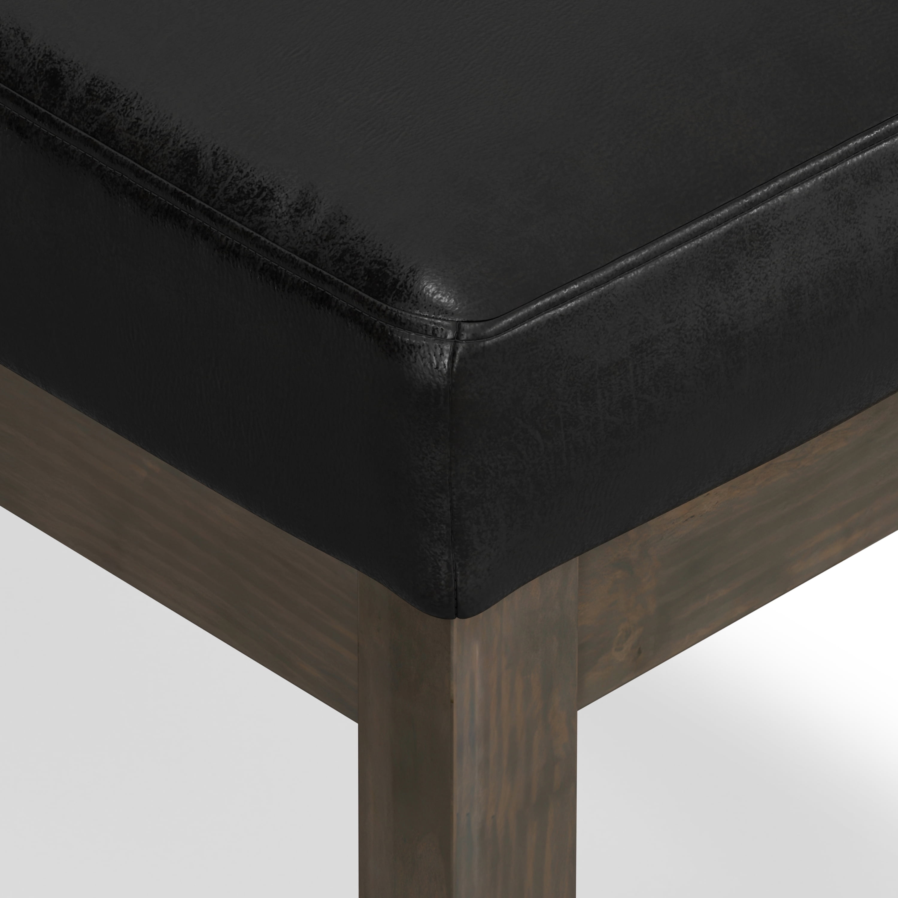 Milltown 27 inch Wide Solid Wood Contemporary Footstool Small Ottoman Bench in Distressed Black