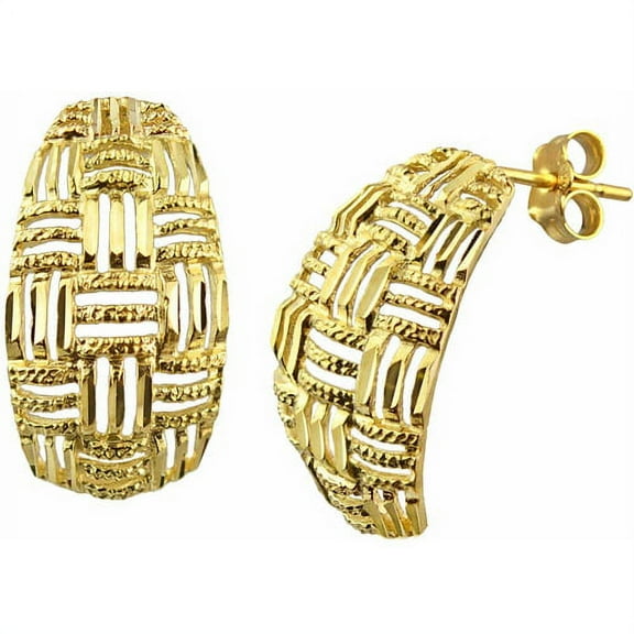 10kt Diamond-Cut J-Hoop Earrings