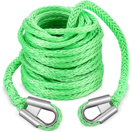 Synthetic Winch Rope 3/8'' x 50ft 24, 500 Lbs Synthetic Winch Extension Rope Cable Line for Off Road Vehicle ATV UTV SUV Truck, Green