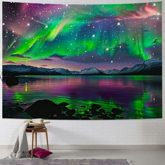 PRATYUS Northern Lights Tapestry Dream Star Sky Tapestry Nature Wonders Lake Wall Hanging Tapestry for Living Room Bedroom Painting