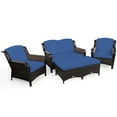 thumbnail image 1 of Patiojoy 5 PCS Patio Rattan Sectional Sofa Set Outdoor Furniture Conversation Set Cushioned Loveseat Sofa Ottoman Navy, 1 of 9