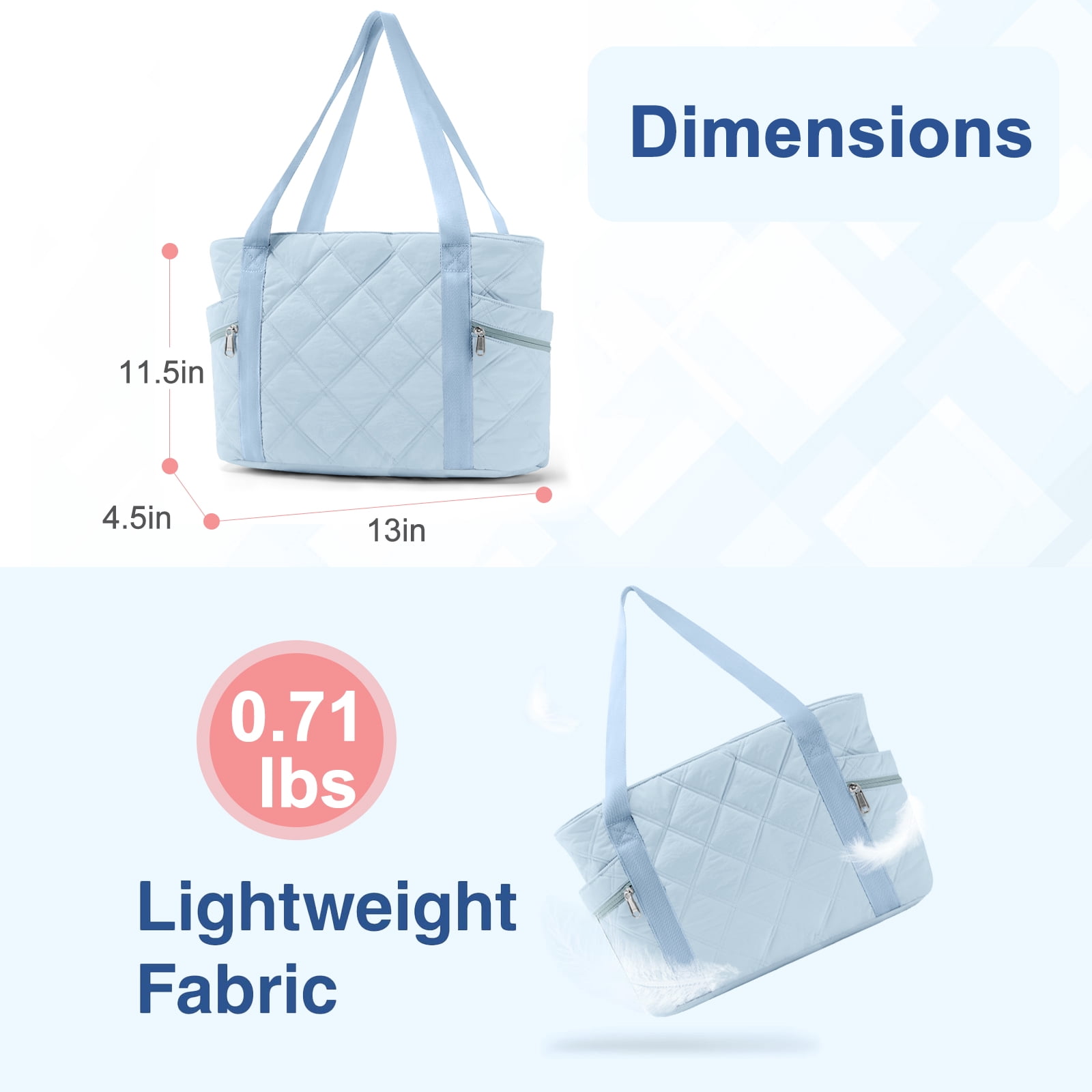 Gynky Tote Bag for Women Travel Bags Quilted Carry On Shoulder Bag for Travel Gym Weekend, Blue