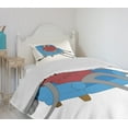 thumbnail image 4 of Ambesonne Sloth Quilted Bedspread Set 2 Pcs, Urban Sloth Who Cares, Twin Size, Blue Grey Ruby, 4 of 6